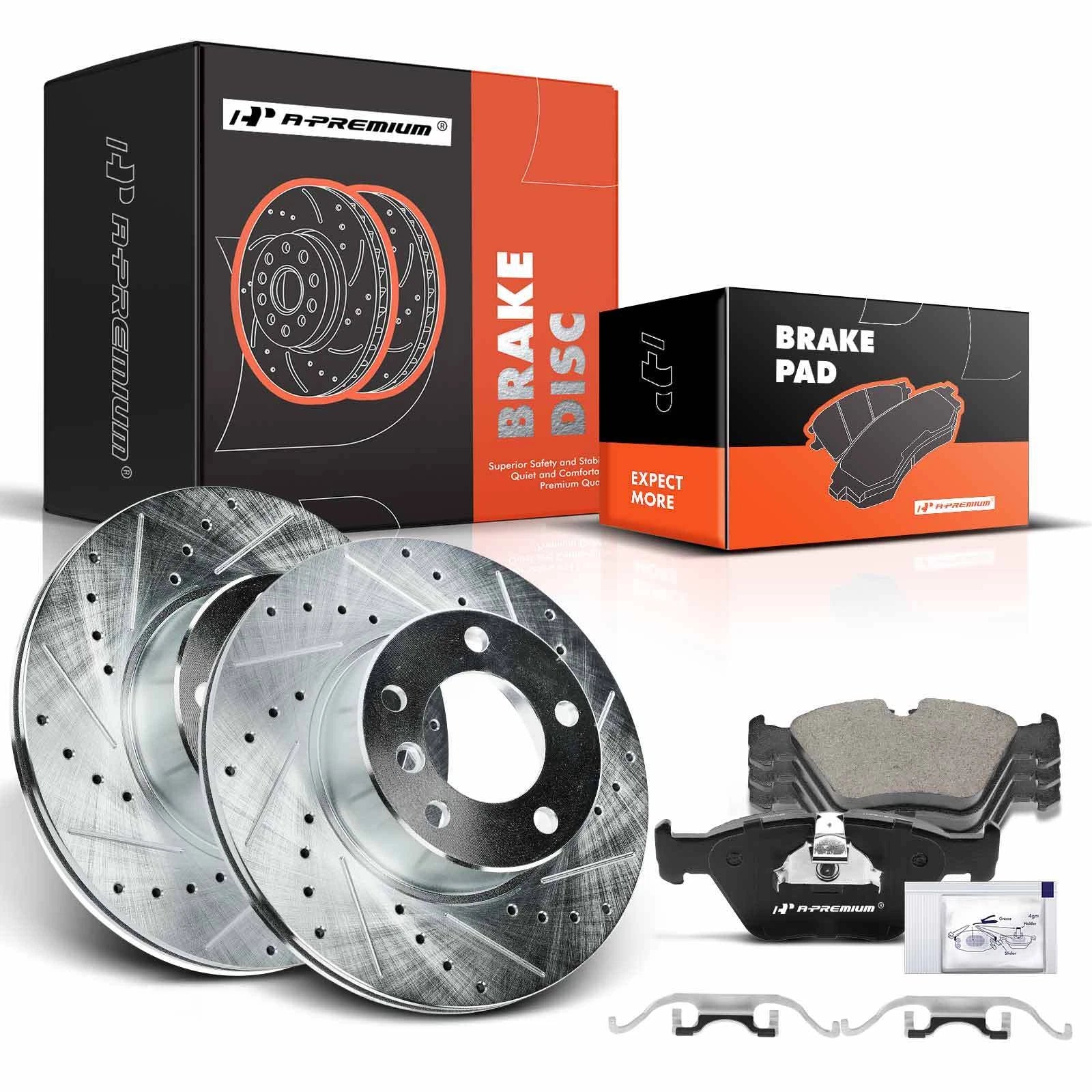 Drilled Brake Rotors & Pads for BMW 525i 528i (2001–2003)