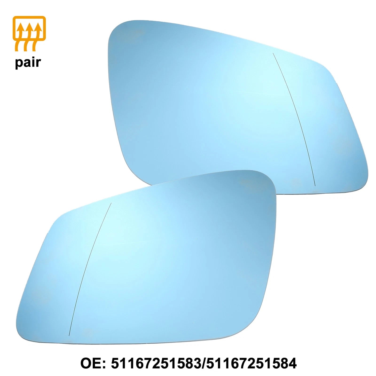 1 Pair Mirror Glass for BMW 740Li 550i (No. 51167251583/51167251584)