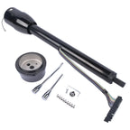 28" Black Stainless Tilt Steering Column for Universal Fit (No Key, Manual Floor Shift)