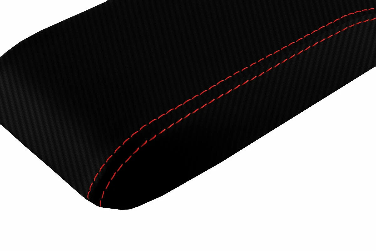 Console Lid Armrest Cover for Honda Prelude (1997–2001) Carbon Fiber Red Stitch