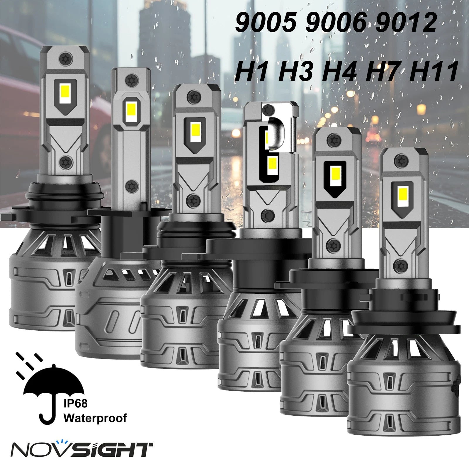 Set of 6 LED Headlight Bulbs H4 H7 H11 H13 9012 9006 9005 30000LM