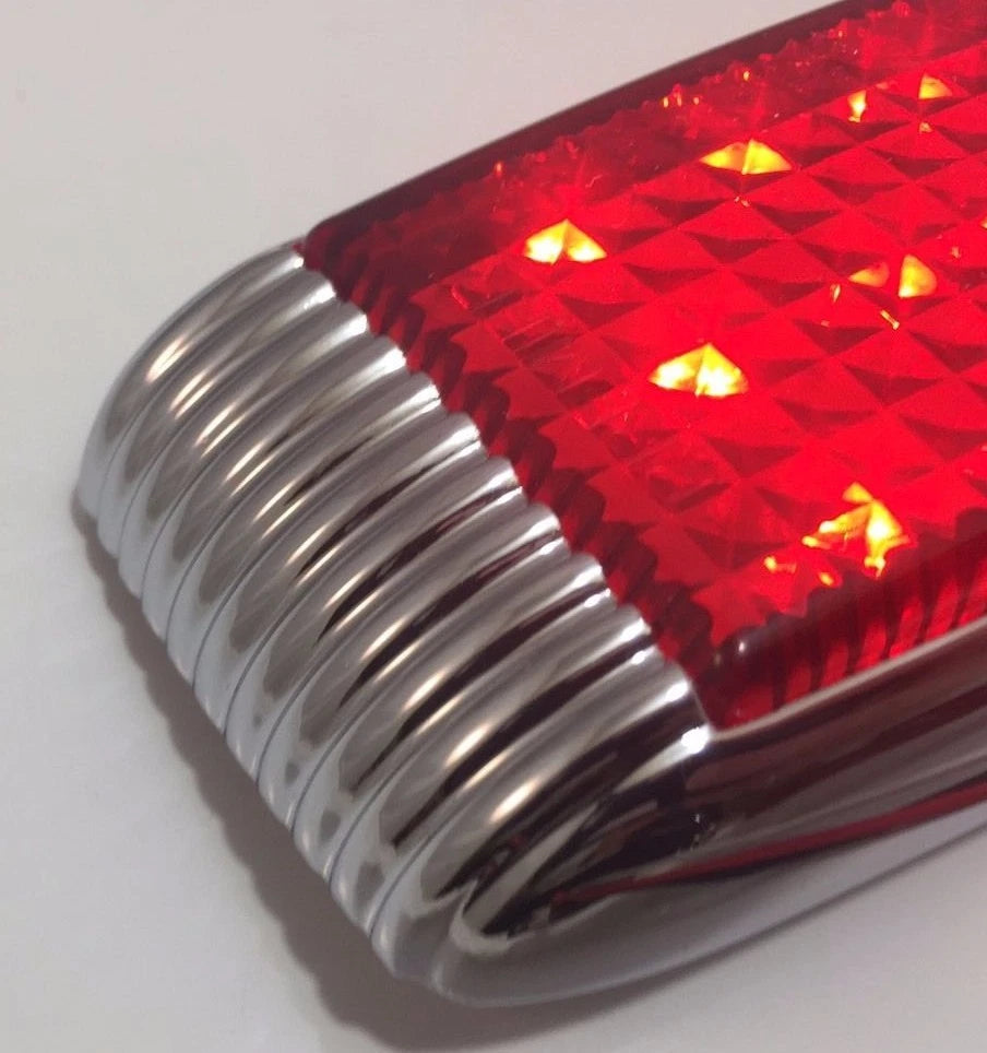 LED Tail Lights with Chrome Bezel Replacement for 1941 Ford Style