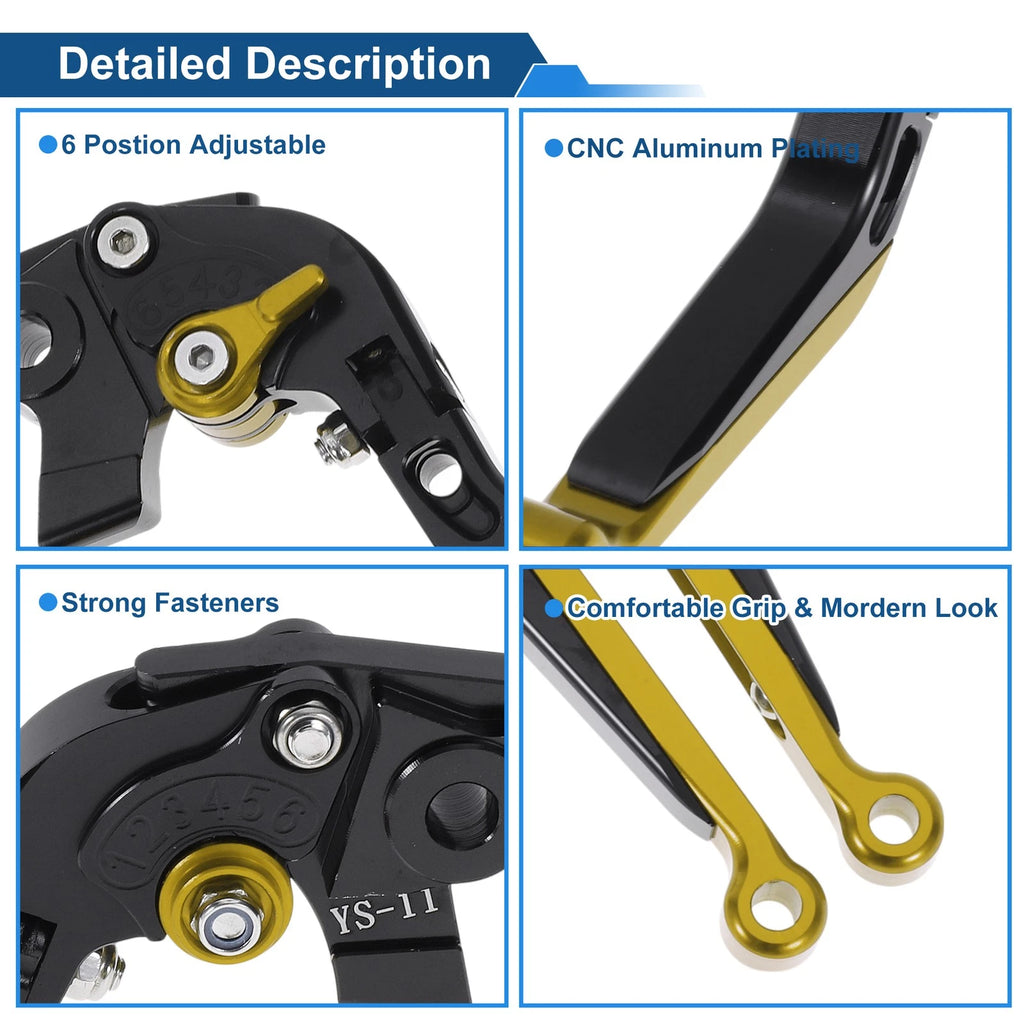 Adjustable Brake Clutch Lever for Honda X11 (2000–2001) Black Gold Tone