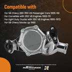 Chrome High Volume Short Water Pump for Small Block Chevy SBC (283–350)