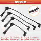 Set of 4 Spark Plug Wire Ignition Coil Cables No.B6BF18140A for Mazda MX-3 (1994–1996)