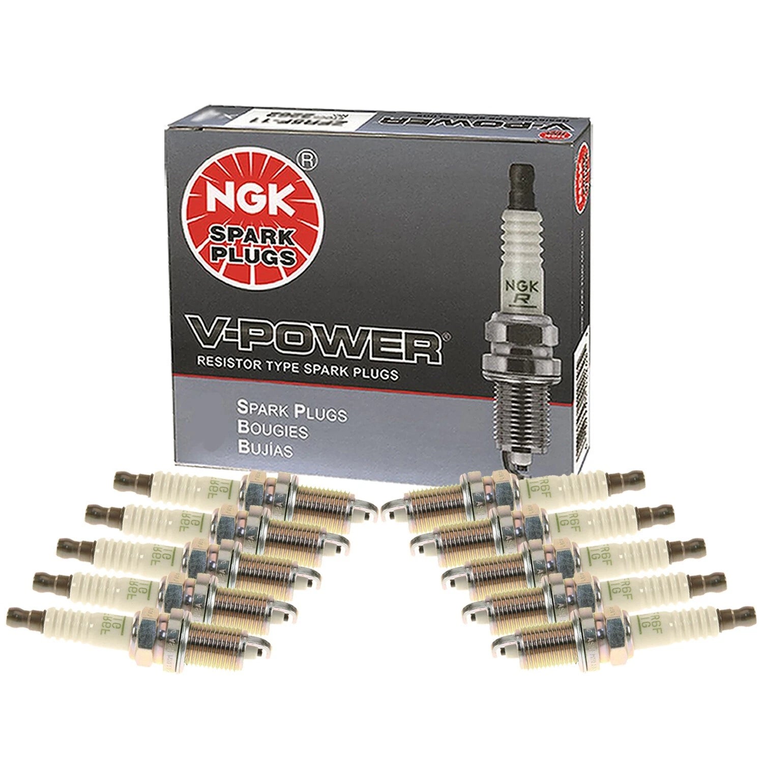 Set of 10 NGK V-Power Spark Plugs for Dodge Ram 2500 3500 (1994–2002)