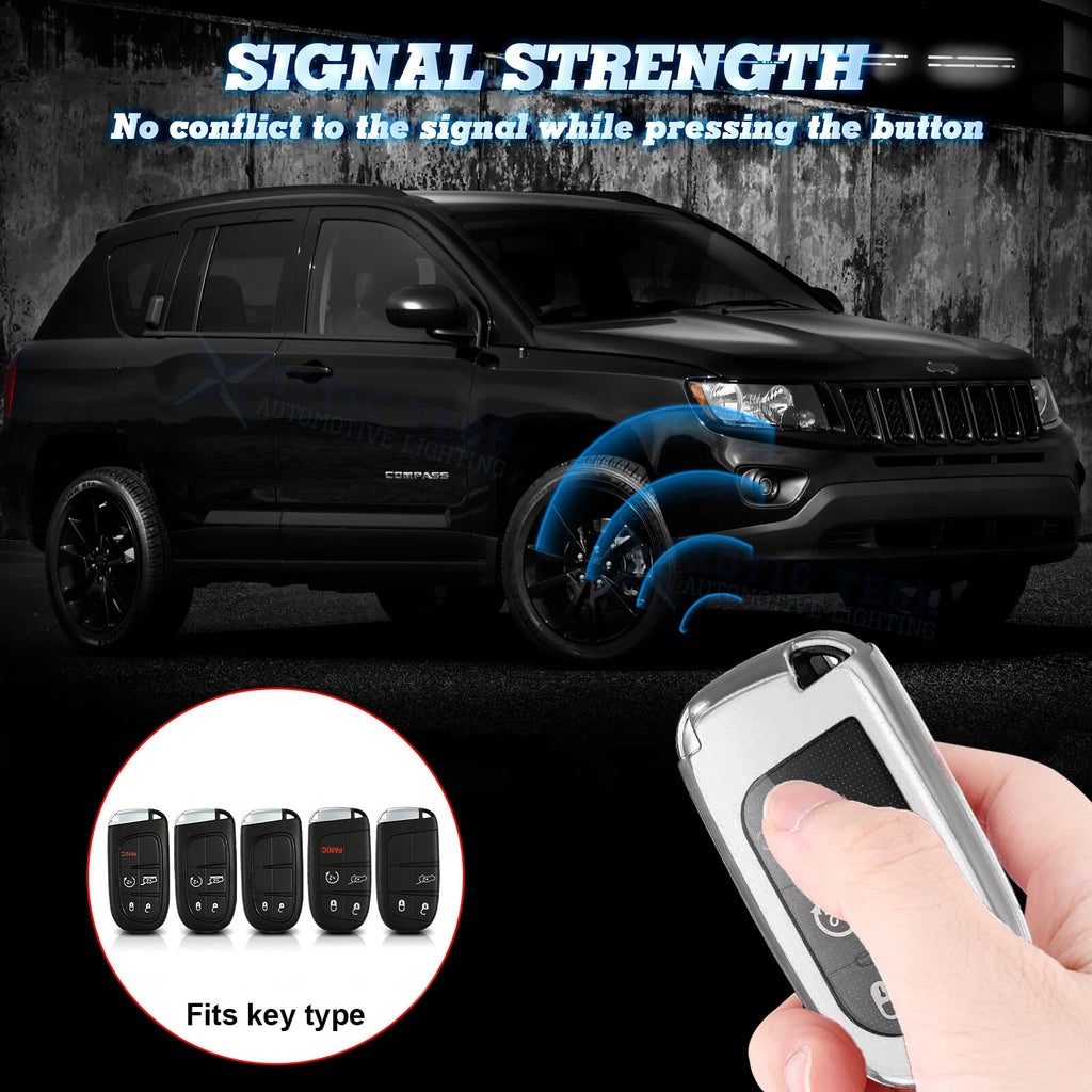 TPU Remote Key Cover for Dodge Jeep Chrysler (Glossy Silver) (2015-2025)
