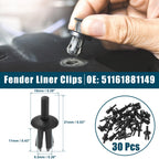 30X Fender Liner Clips for BMW 128i (No. 51161881149) Black