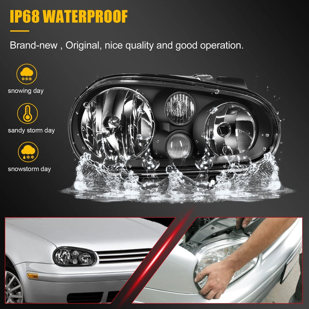 Set of 2 Headlights for Volkswagen Golf Cabrio (1999–2006)