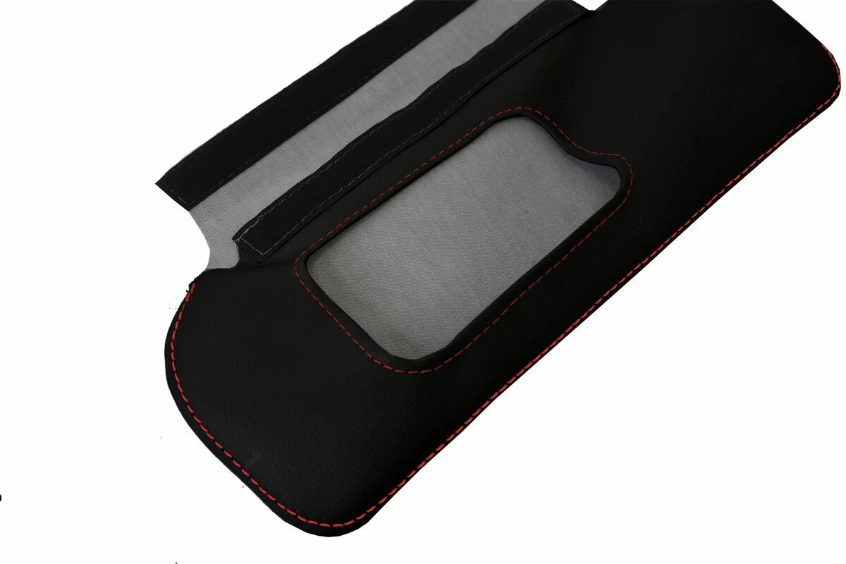 2PC Leather Sunvisors for Acura RSX (2002–2006) Black Red Stitch