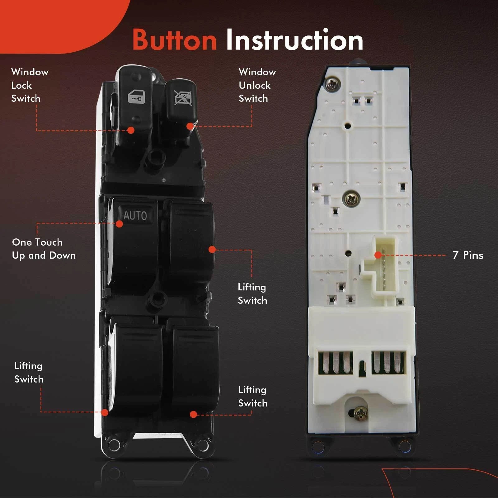 Front Left Power Window Switch for Toyota Land Cruiser (1998-2002)