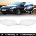 1 Pair Headlight Lens Cover Shell for VW Passat B6 (2006–2011) 3C0 941 0