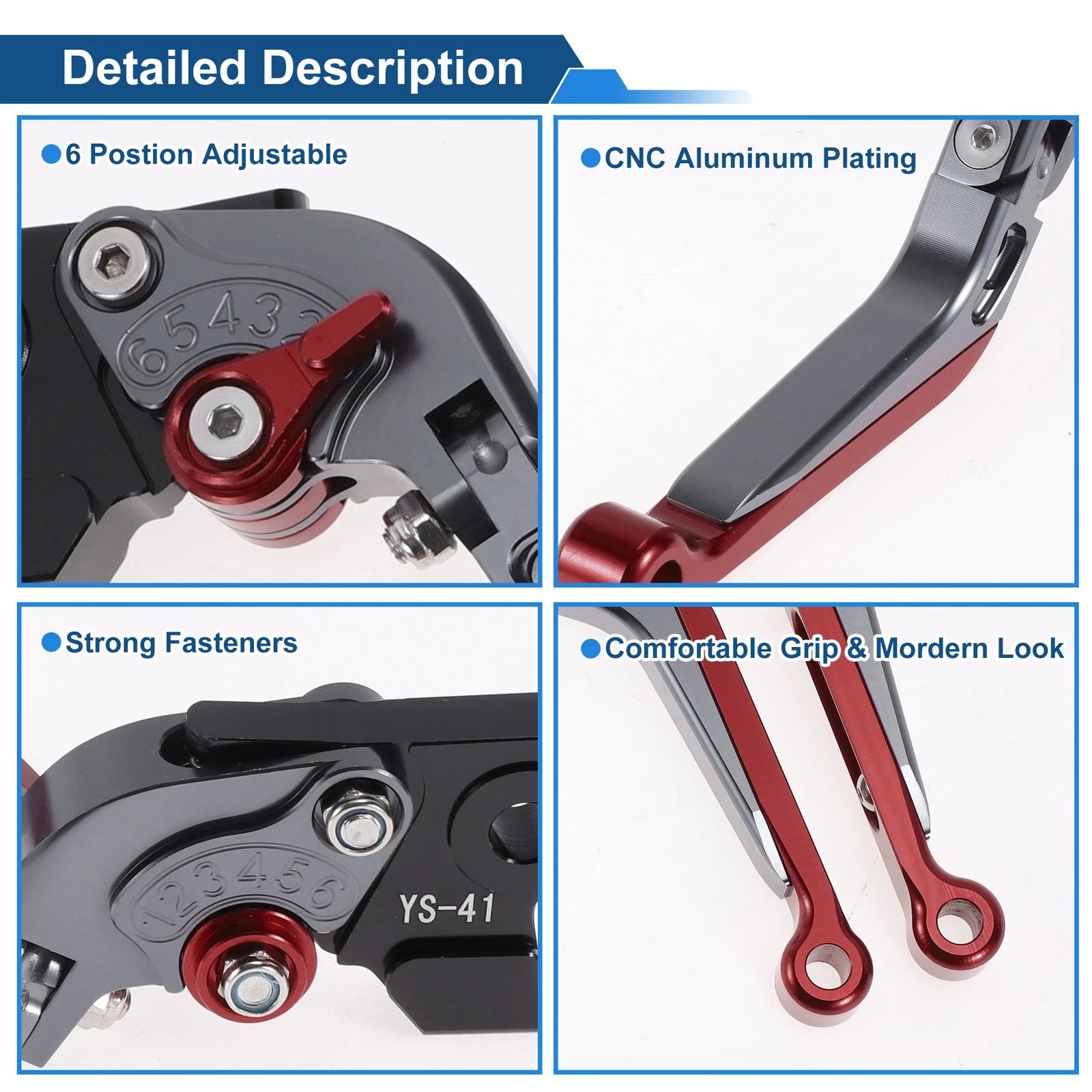 Adjustable Brake Clutch Levers for Suzuki GSXR150 (2017–2020) Titanium Red