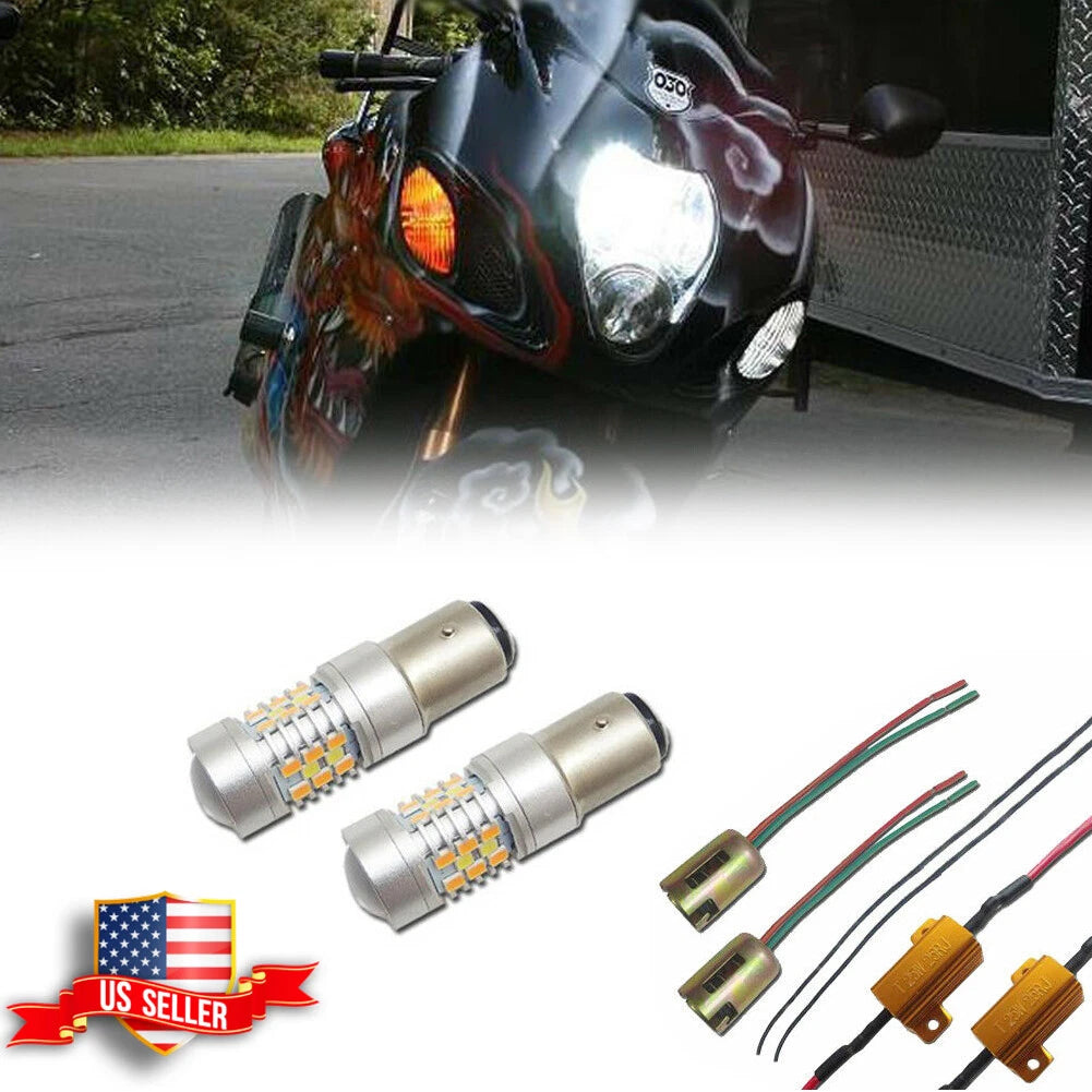 2X White Amber Switchback LED Turn Signal Bulbs for Suzuki Hayabusa (2008–2020)
