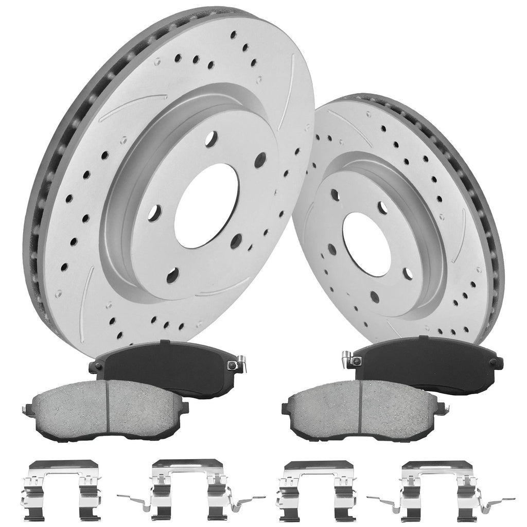 Front & Rear Disc Rotors & Ceramic Brake Pads for Nissan Sentra (2015–2019)
