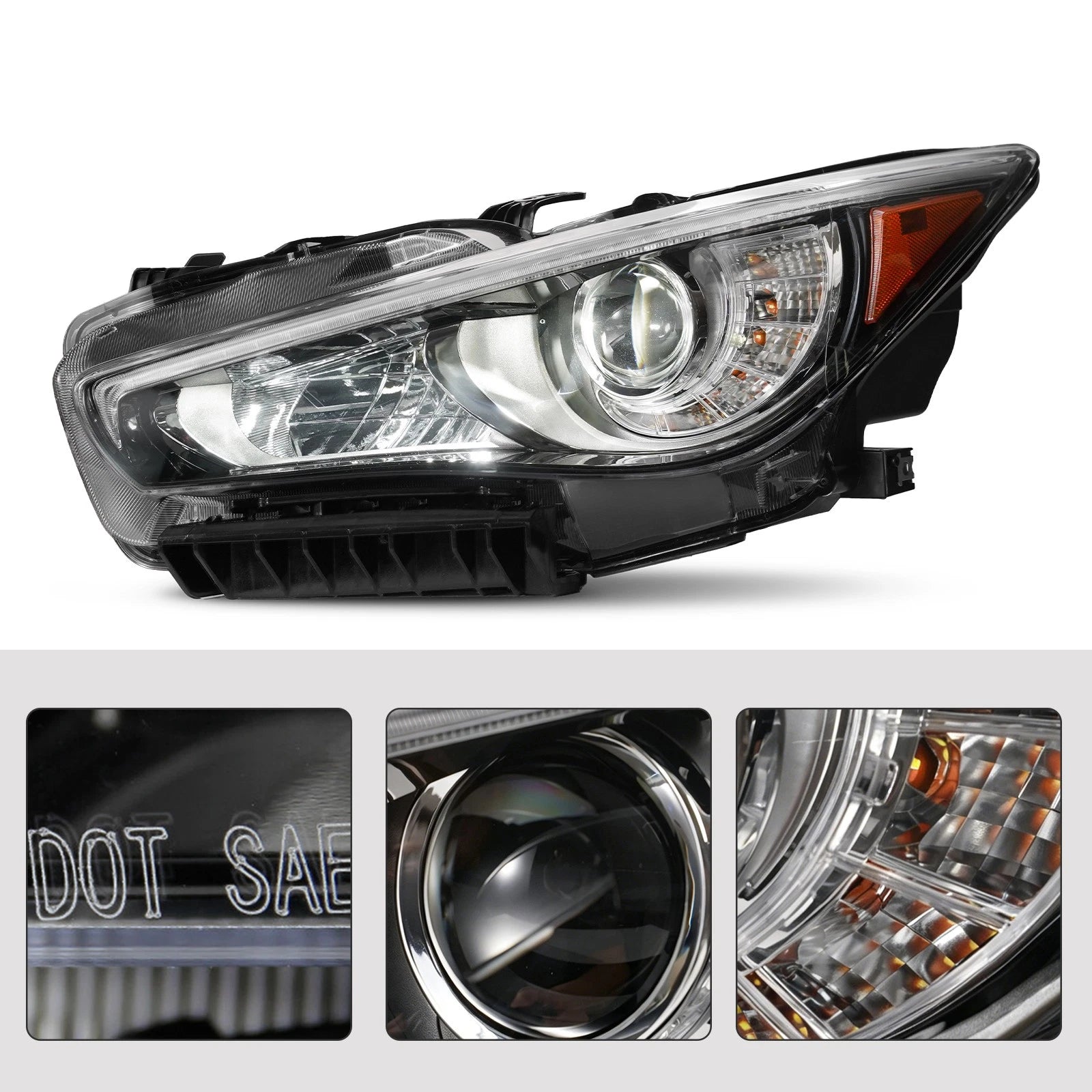 LED Headlight Assembly Left Driver Side for Infiniti Q50 (2014–2022)