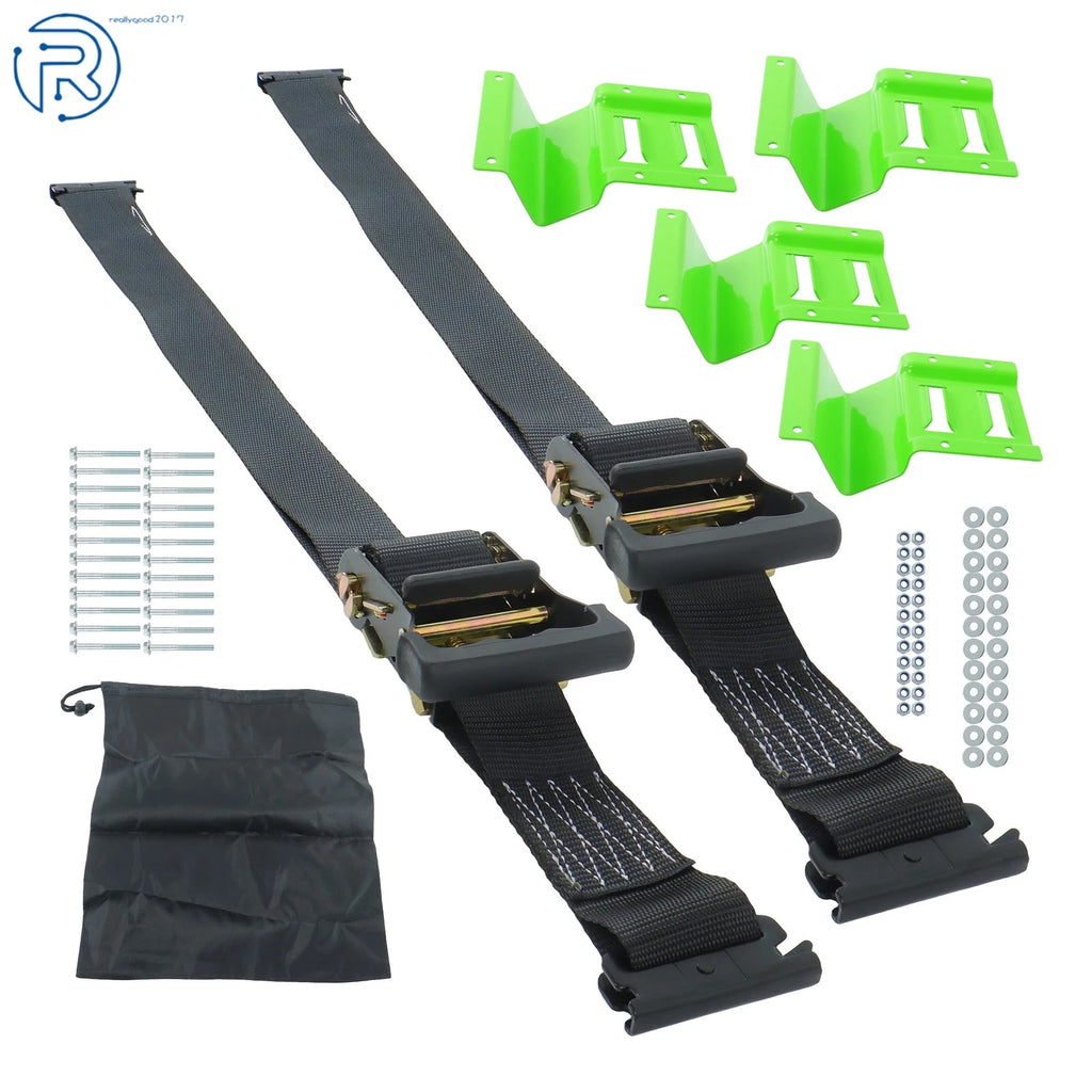 Set of 2 Heavy Duty Ratchet Straps for Trailer E-Track Wheel Chock