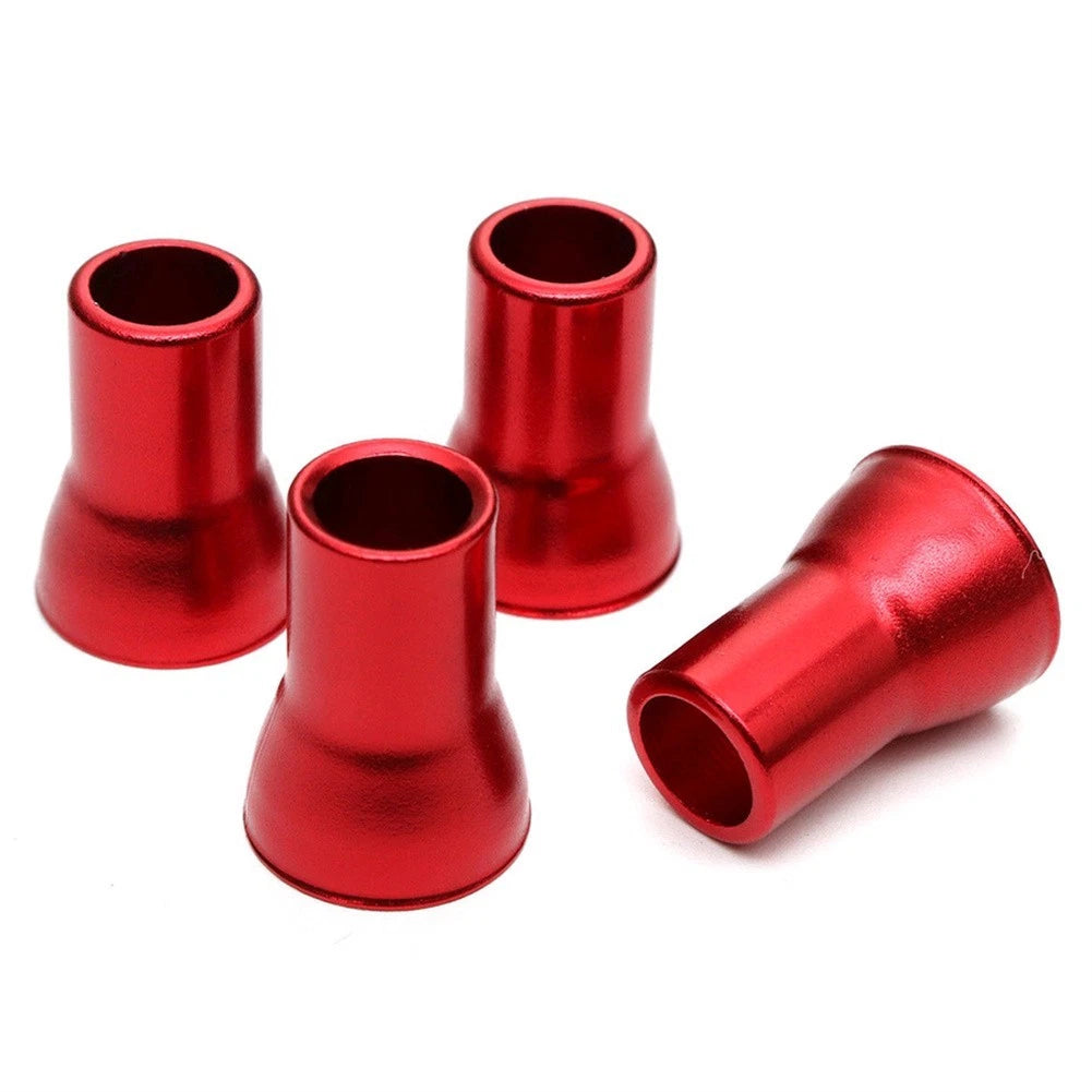 Set of 4 Red Aluminum Tire Wheel Stem Air Valve Caps for Universal Vehicles