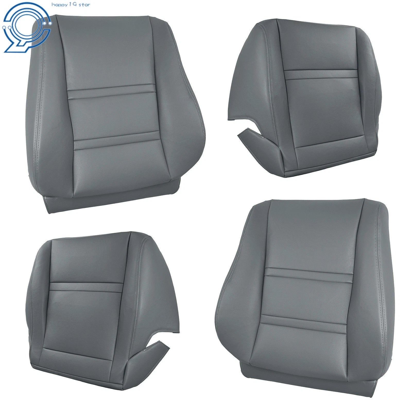Set of 2 Front Seat Covers for Toyota Land Cruiser (1990–1997) Gray Leather
