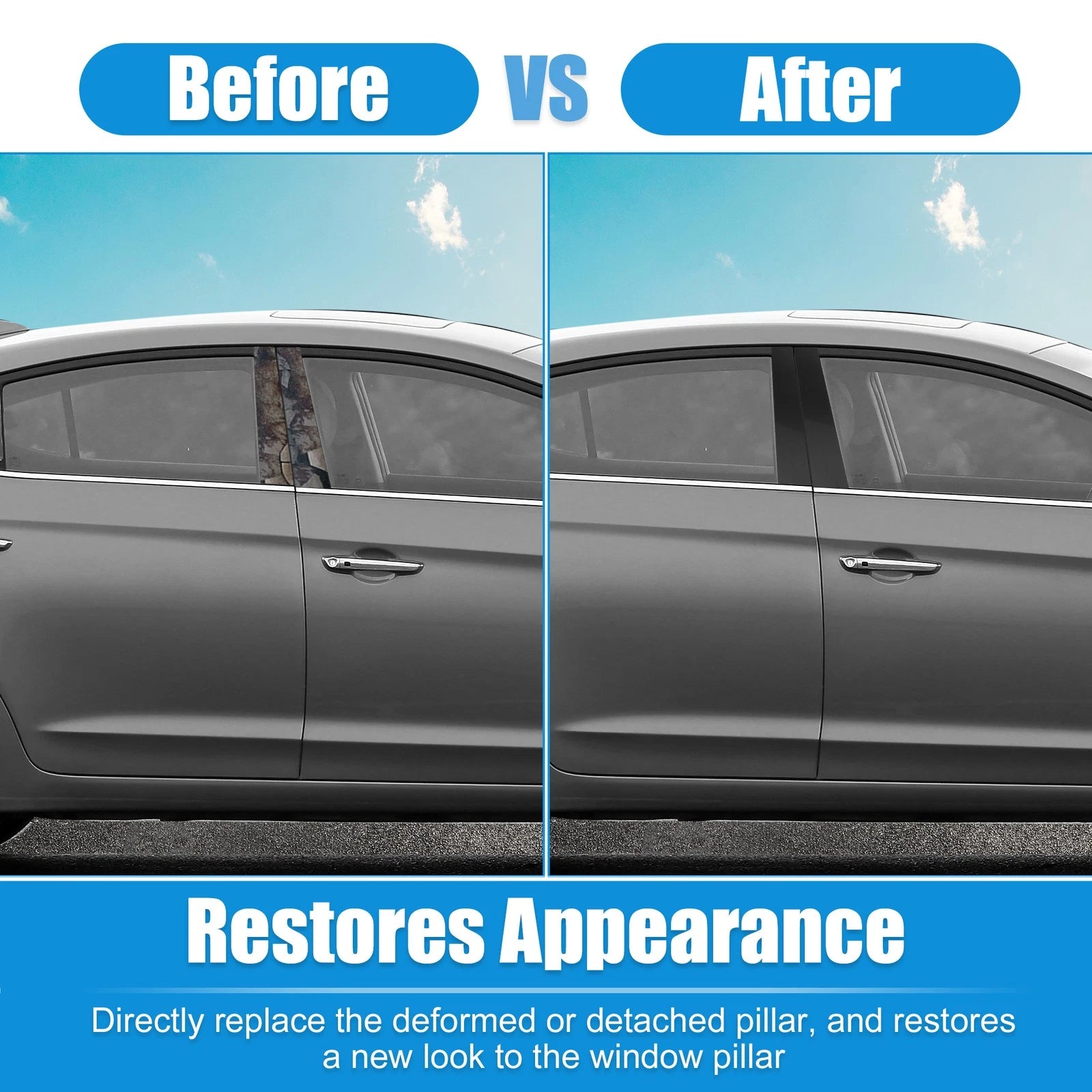 8pcs Pillar Post Side Door Window Cover for Hyundai Elantra (2017–2020)