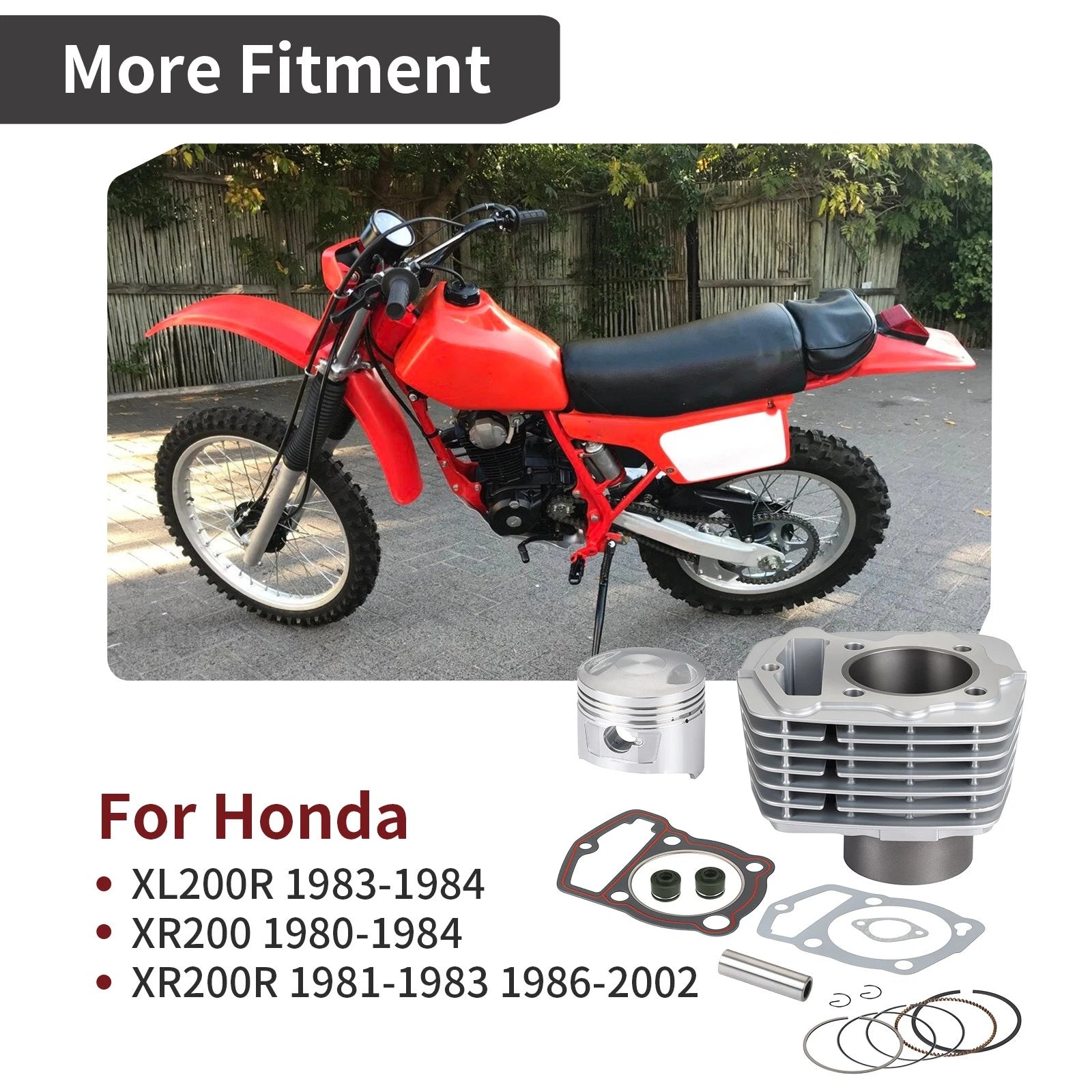63mm STD Cylinder Piston Top End Rebuild Kit for Honda XR200 XR200R XL200R (1986–2002)
