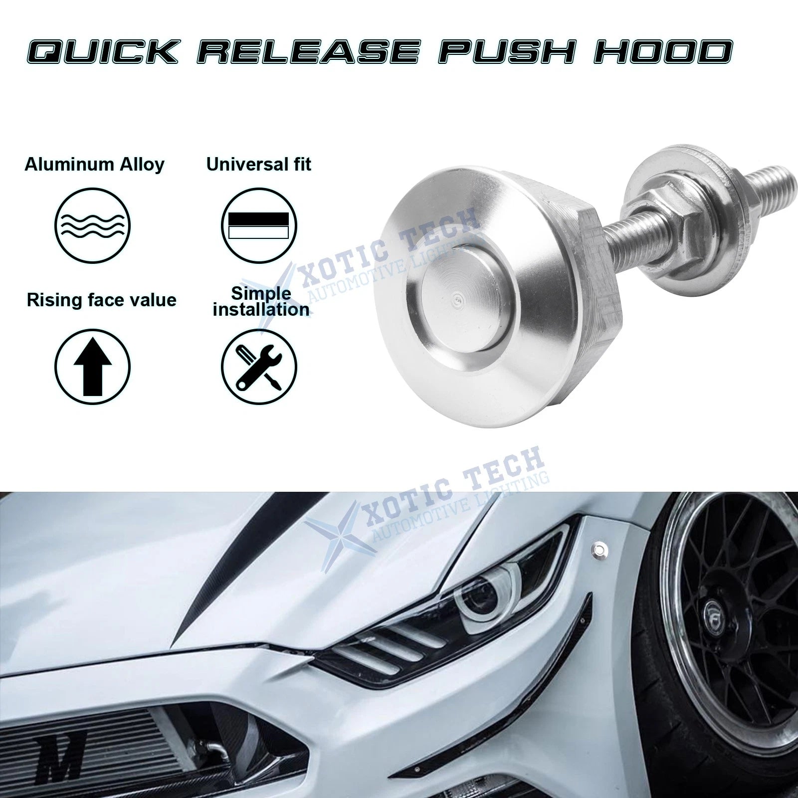 2X Silver Anodized Alloy Hatch Hood Bonnet For Dodge Charger Challenger (2006-2023)