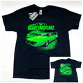 Licensed T Shirt for Plymouth Superbird Restored Black with Green (Road)