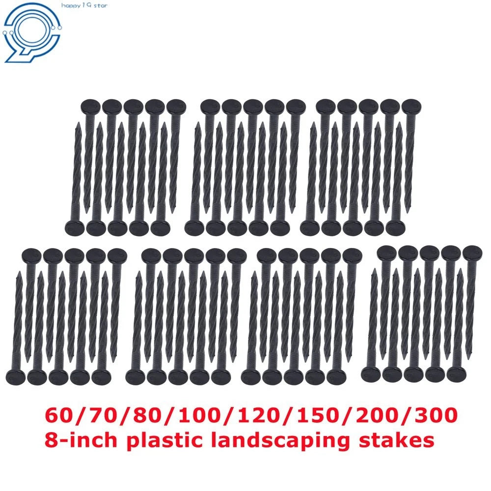 Set of 8 Plastic Spiral Garden Stakes for Landscape Edging