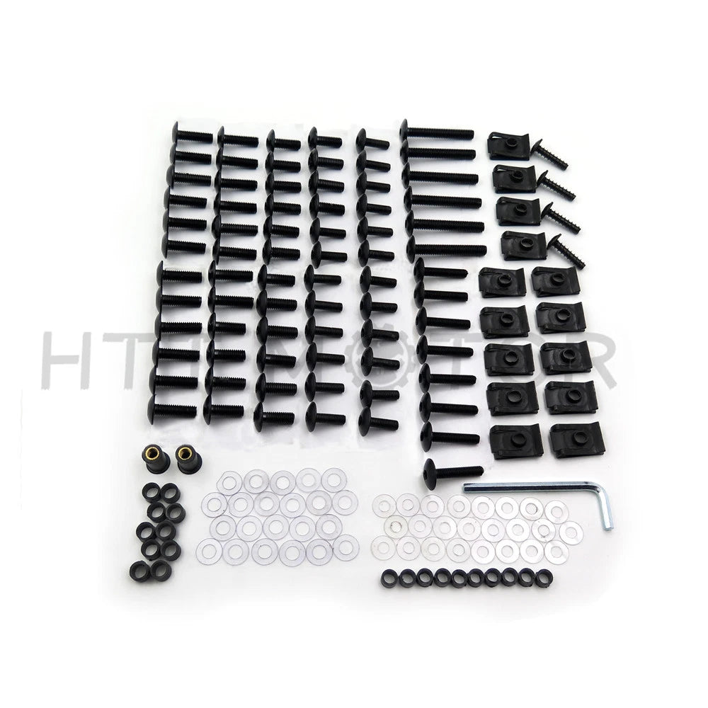 Complete Fairing Bolts Kit for Motorcycle Sportbike (Black)