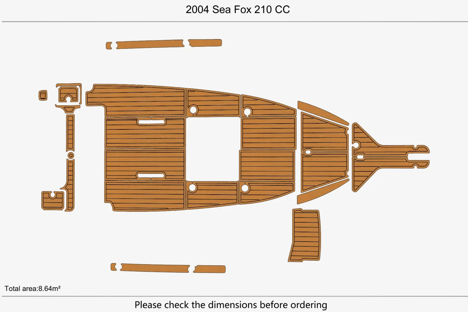 EVA Foam Teak Deck Floor Mat for Sea Fox 210 CC (2004)
