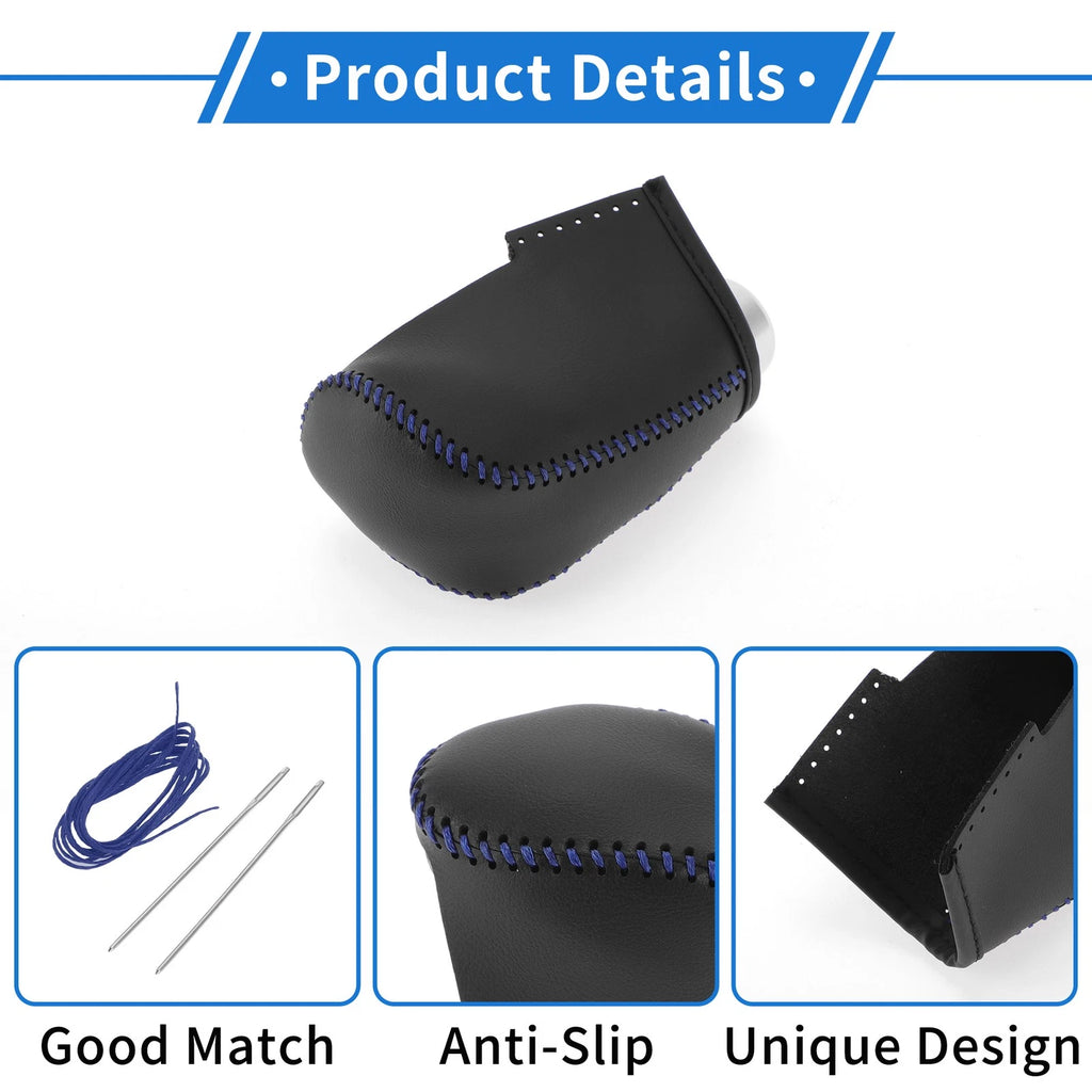 1 Pc Gear Shift Knob Cover for Nissan Altima (2019–2024) Black Blue Faux Leather