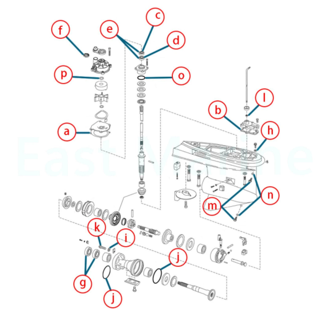 Lower Unit Gearcase Seal Kit for Johnson Evinrude E-Tec (5006373, 439141, 18-2623)