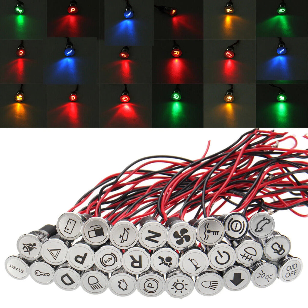 10mm LED Dash Pilot Panel Indicator Light for Car Boat Van (12-36V)