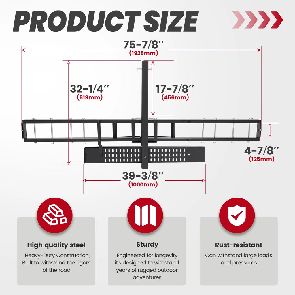 Hitch-Mount Motorcycle Carrier for Truck (75")