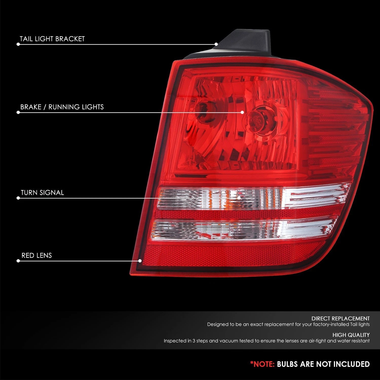 Passenger Side Taillight for Dodge Journey (2009–2020) OE Style Chrome Housing Red Lens