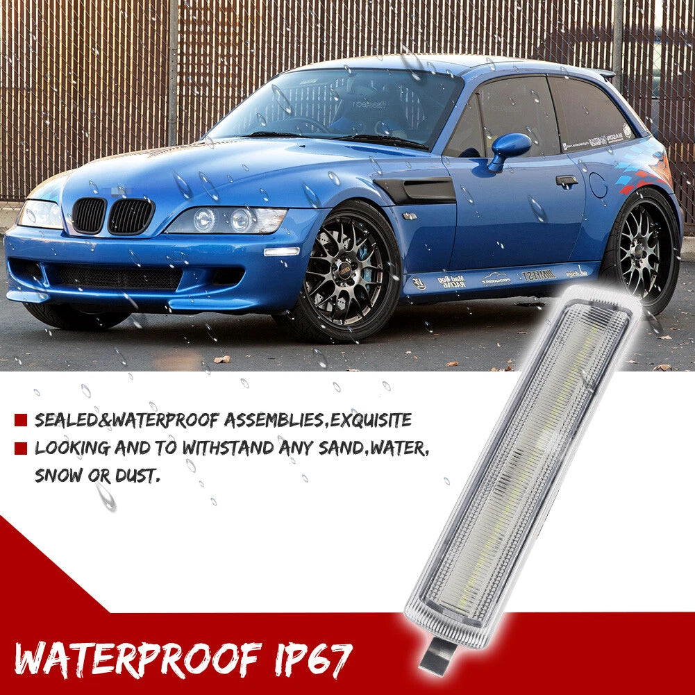 Pair Clear White LED Side Marker Lights for BMW Z3 M Coupe (1996–2002)