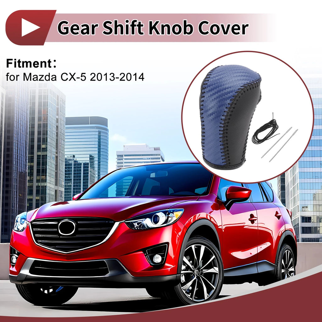Gear Shift Knob Cover for Mazda CX-5 (2013–2014) Blue Faux Leather