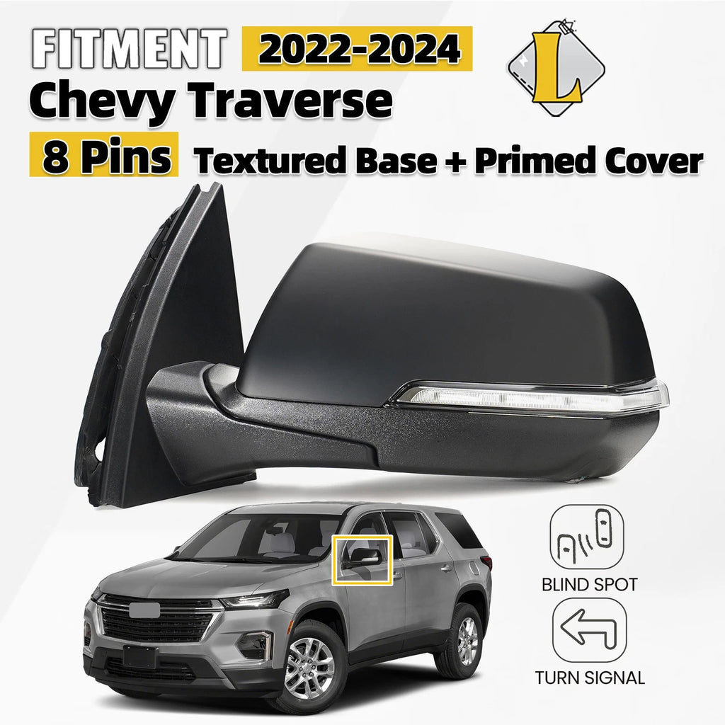 Side Mirror for Chevy Traverse (2022–2024) W/Turn Signal & Blind Spot 8 Pins