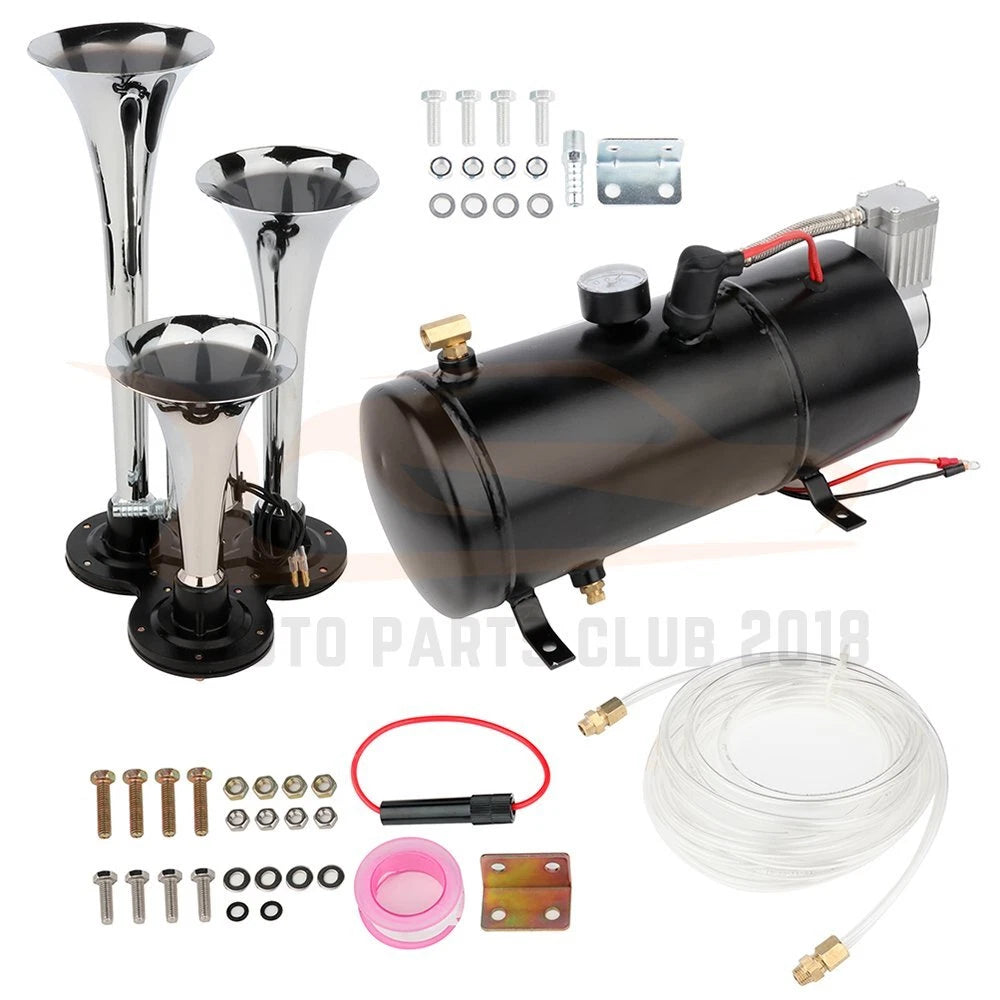 3X Loud Trumpet Train Horn with 12V Air Compressor for Car Truck