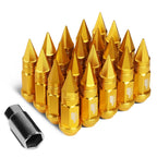 Set of 20 J2 7075 Forged Aluminum M12X1.5 Spiky Cap Lug Nuts w/Adapter Gold
