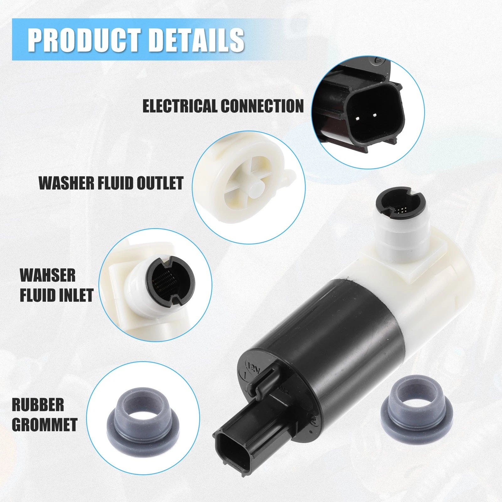 Windshield Washer Pump for Chrysler 300M, Dodge Intrepid (1999–2004)
