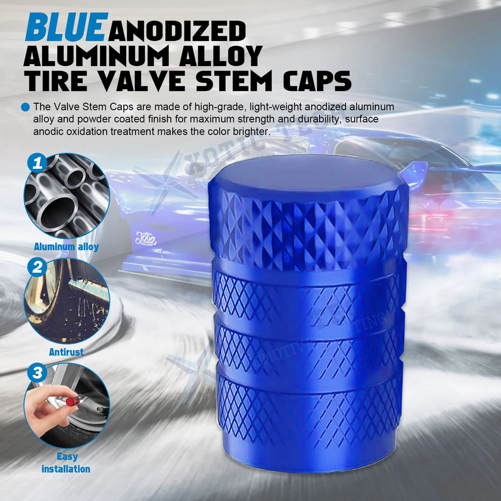 Anodized Aluminum Tire Valve Stem Caps Dust Cover for Universal Fit (4-Pack)
