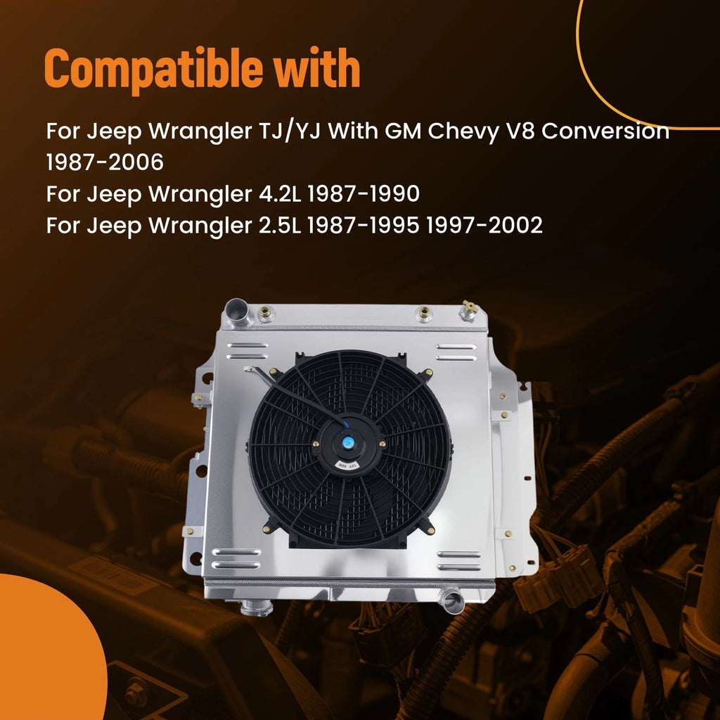 3 Row Radiator Shroud Fan for Jeep Wrangler TJ YJ (1987–2006)