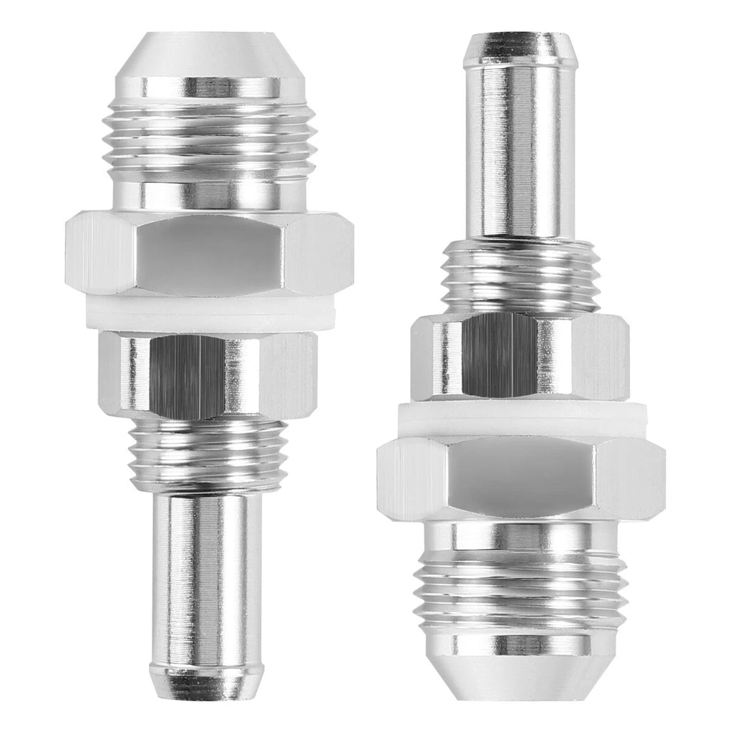 2Pcs -8AN Male Flare Bulkhead to 3/8 Hose Barb Fuel Tank Fitting Adaptor