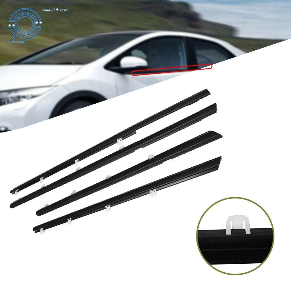 Set of 4 Weatherstrip Window Moulding Trim Seals for Honda Civic (2012–2015)
