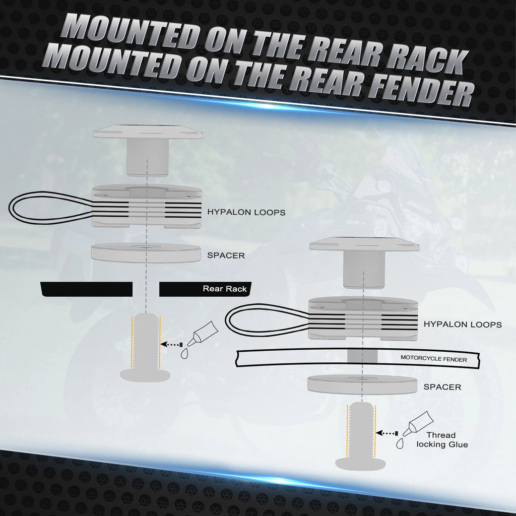 Set of 4 Aluminium Rack Loops for Universal Panniers (6mm Hole)