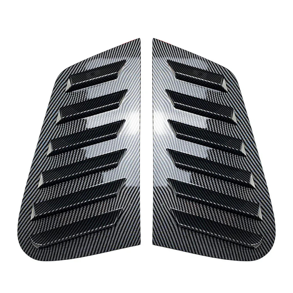 Rear Window Louver Vent Cover Trim for VW Polo 2001-2009 Carbon Fiber Black