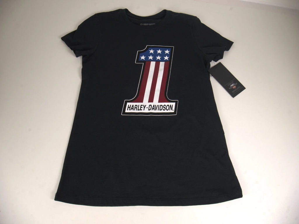 Women's Harley-Davidson #1 Race Graphic Tee, Black, Size Small