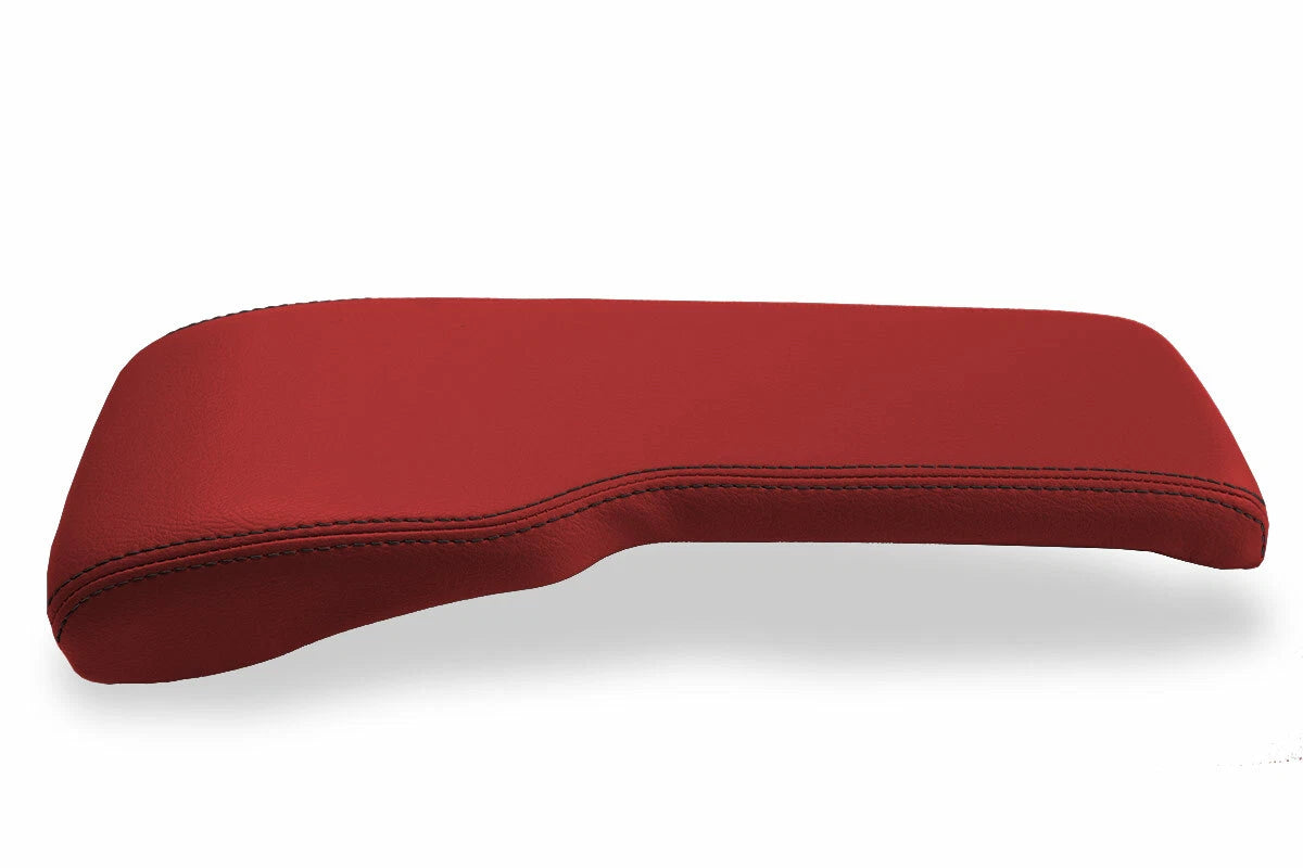 Leather Console Lid Bench Seat Cover for Toyota Tacoma (2001–2004) Red Black Stitch