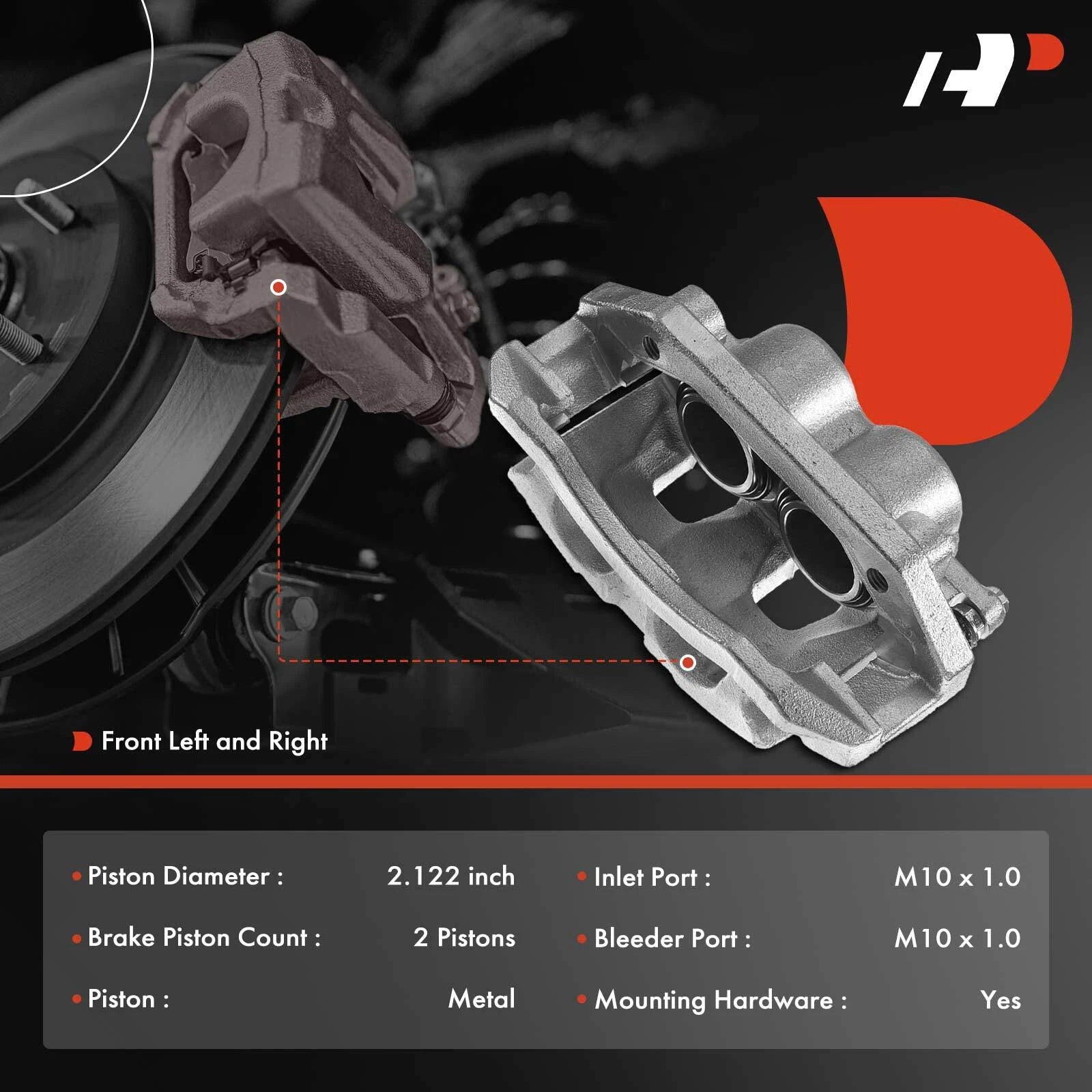 Pair Front Disc Brake Calipers for Dodge Ram 1500 (2006-2008)